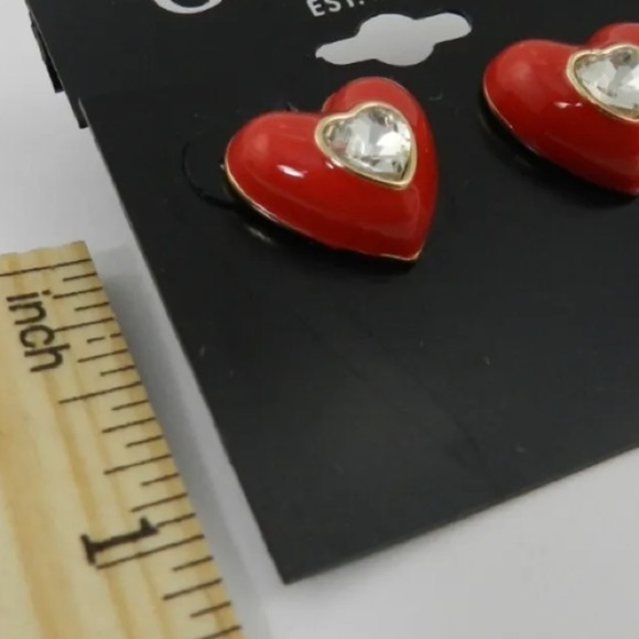Guess Crystal and Red Heart Post Earrings - Picture 3 of 3